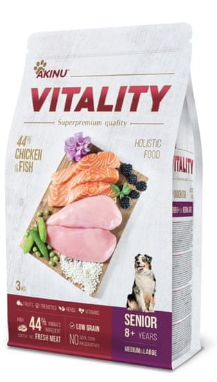 Akinu VITALITY dog senior medium/large chicken & fish 3 kg EXPIRÁCIA 1.9.2023