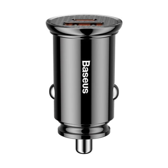 BASEUS Circular USB / USB-C 30W autonabíjačka, čierna