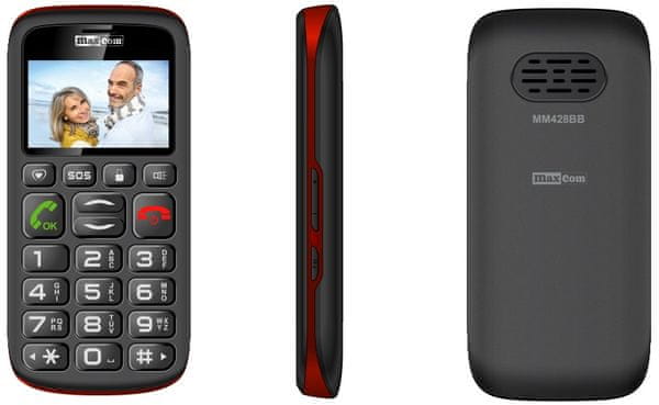 Maxcom MM428, mobil pre seniorov, veľké tlačidlá, SOS tlačidlo, fotokontakty, jednoduché ovládanie