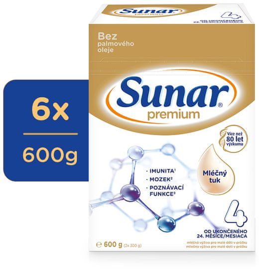 Sunar Premium 4, batoľacie mlieko, 6x600g