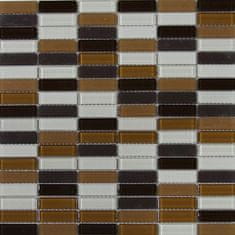 Maxwhite Mozaika ASHS4M-1 sklenená hnedá tmavo hnedá krémová 29,7x29,7cm sklo