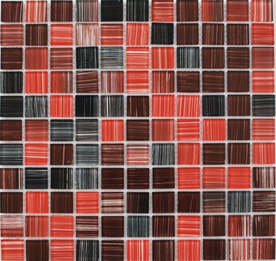 Maxwhite Mozaika JSM-CH001 sklenená červená hnedá čierna 29,7x29,7cm sklo