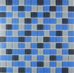 Maxwhite Mozaika ASHS036 sklenená modrá - šedá 29,7x29,7cm sklo