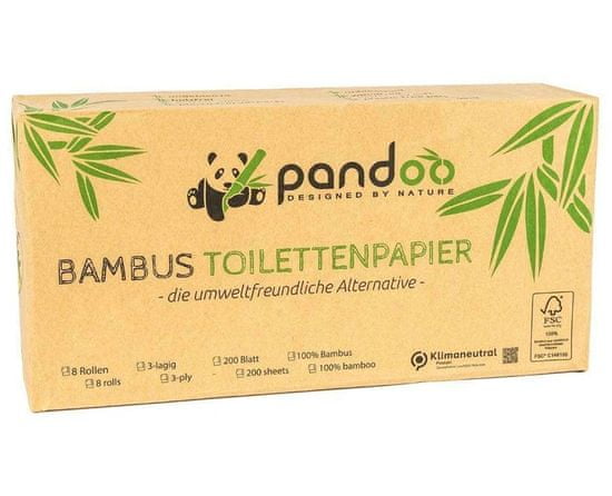 Pandoo Bambusový toaletný papier 3 vrstvový 8 ks