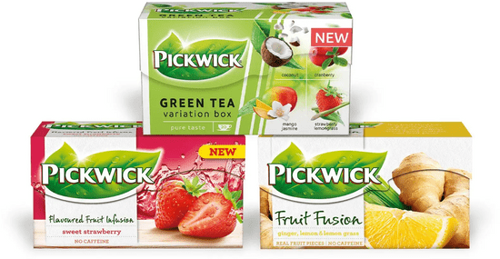 Pickwick zelené variácie a mix ovocných čajov