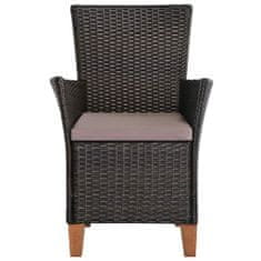 Vidaxl Vonkajšie stoličky s podložkami 2 ks, polyratan, hnedé