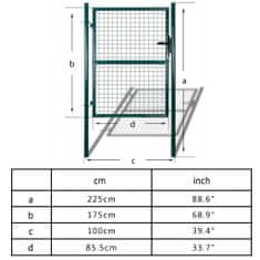 Vidaxl Záhradná bránka do pletivového plota, 85,5 x 175 cm / 100 x 225 cm