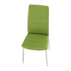 KONDELA Jedálenská stolička, ekokoža zelená / chróm, DELA