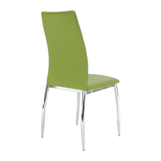 KONDELA Jedálenská stolička, ekokoža zelená / chróm, DELA