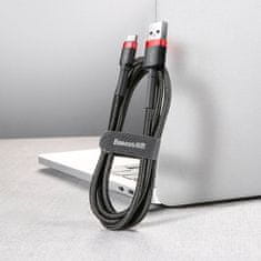BASEUS Cafule kábel USB / USB-C QC 3.0 2A 3m, čierny/červený