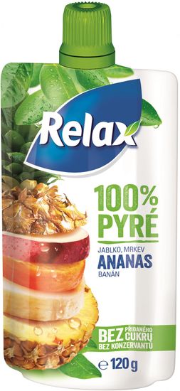 Relax 100 % pyré Jablko-Mrkva-ANANÁS-Banán 12x 120 g