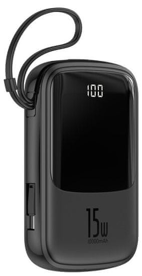 BASEUS Q-Pow rýchlonabíjacia powerbanka 10 000 mAh, 3A, kábel USB-C, čierna PPQD-A01