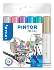 Pilot Set dekoratívnych popisovačov Pintor M, metalická, 6 farieb, 1,4 mm
