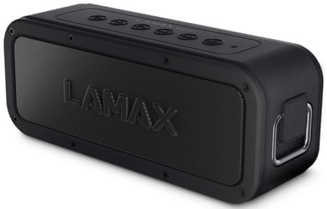 výkonný prenosný Bluetooth reproduktor LAmax storm1 výkon 40W znelý zvuk IP67 ochrana voči vode vodeodolný výdrž 15 h nfc priestorový zvuk hall super bass usb-c slot microSD káblové pripojenie dosah 15 m