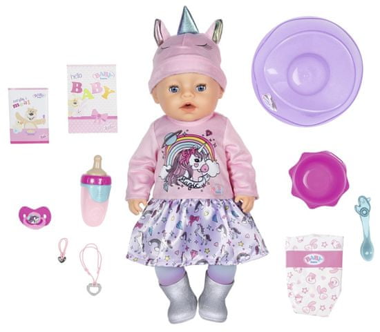 BABY born Soft Touch, dievčatko v oblečení s jednorožcom, 43 cm