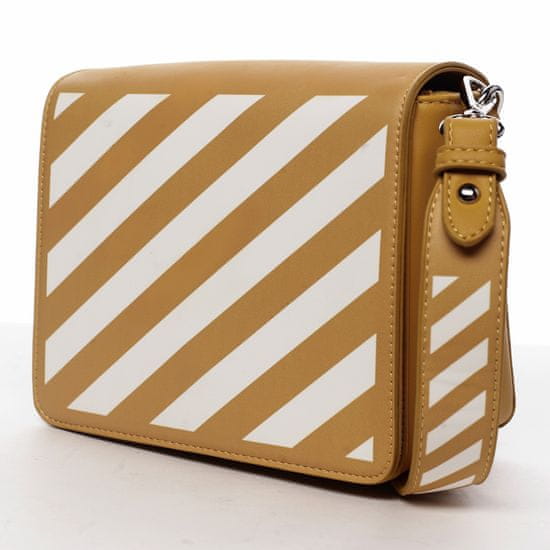 DIANA & CO Designová dámska crossbody koženková kabelka Lucky stripes, žltá