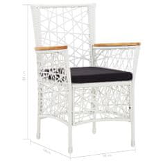 Vidaxl Vonkajšie stoličky 2 ks s podložkami, polyratan, biele
