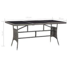 Vidaxl Záhradný stôl, sivý 170x80x74 cm, polyratan
