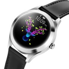Neogo SmartWatch Glam, dámske smart hodinky, čierne/kožené