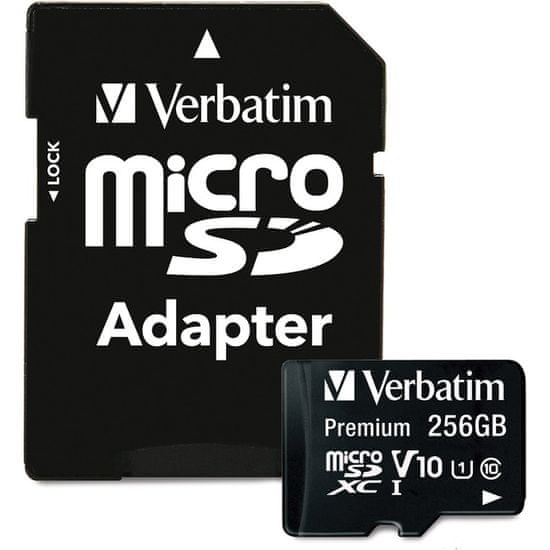 VERBATIM Premium microSDXC 256GB UHS-I V10 U1 + SD adaptér (44087)
