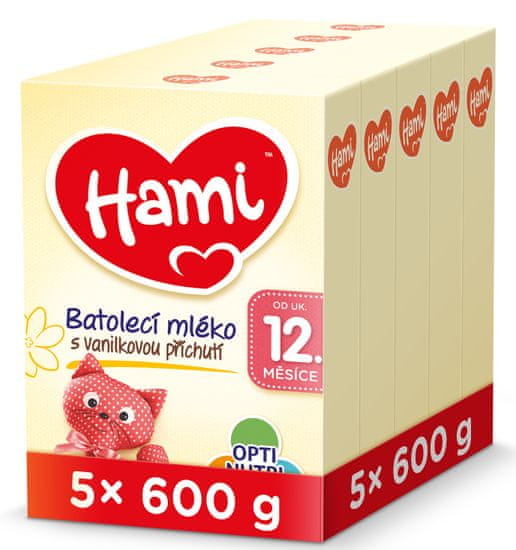 Hami 12+ batoľacie mlieko s vanilkovou príchuťou 5 x 600 g