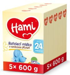 Hami 24+ batoľacie mlieko s vanilkovou príchuťou 5 x 600 g