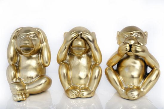 Sifcon SET 3 ks opíc - dekorácie, zlatá