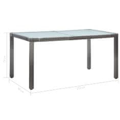 Vidaxl Záhradný stôl sivý 150x90x75 cm polyratanový