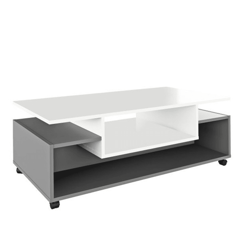 KONDELA Konferenčný stolík na kolieskach, biela / grafit, ĎALEN
