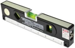 GEKO Laserová vodováha 245 mm, podsvietená, 3 libely, zvinovací meter 1,5 m, GEKO