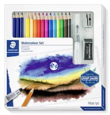 Staedtler Akvarelové pastelky "Design Journey", sada 12ks, so štetcom, gumou, strúhadlom, graf. ceruzky 61 14610C
