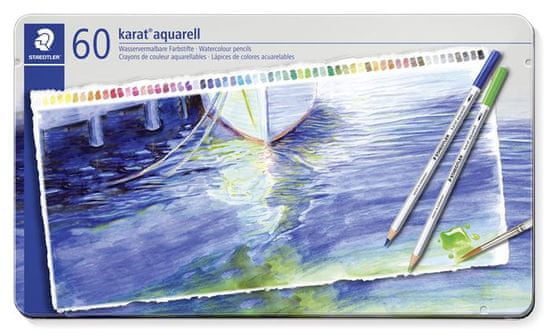 Staedtler Akvarelové pastelky "Karat", sada, kovová krabička, 60 farieb 125 M60