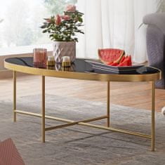Bruxxi Konferenčný stolík Olia, 110 cm, čierna/zlatá