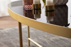 Bruxxi Konferenčný stolík Olia, 110 cm, čierna/zlatá