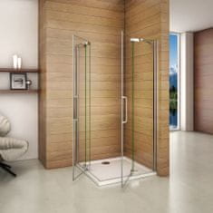 H K Obdĺžnikový sprchovací kút AIRLINE R108, 100x80 cm, s dvomi jednokrídlovými dverami s pevnou stenou, rohový vstup vrátane sprchovej vaničky z liateho mramoru
