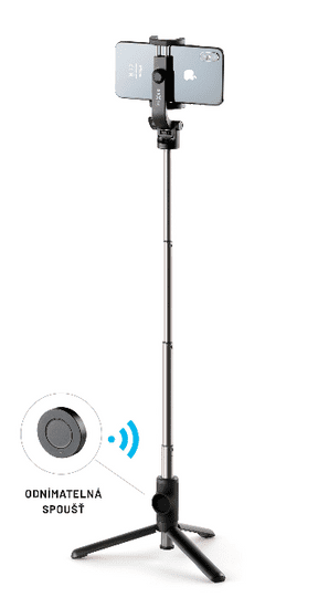 FIXED Selfie stick s tripodom Snap Lite a bezdrôtovou spúšťou, čierny FIXSS-SNL-BK - rozbalené
