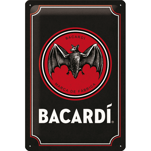 NOSTALGIC-ART Plechová ceduľa: Bacardi (Black Logo) - 20x30 cm