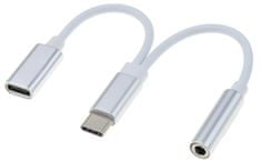 PremiumCord Prevodník USB-C na audio konektor jack 3,5mm female + USB-C na nabíjanie, ku31zvuk02