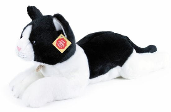 Rappa Plyšová mačka ležiaca čierno-biela, 35 cm