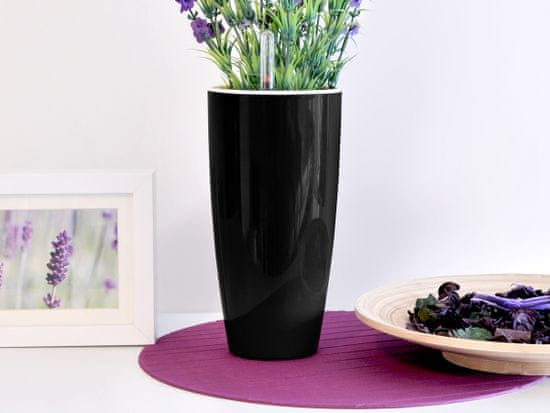 Greensun Samozavlažovací kvetináč Liquids priemer 12 cm, výška 23 cm, čierny