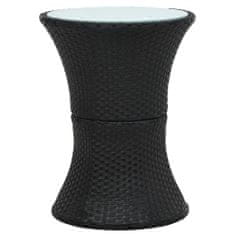 Vidaxl Záhradný bočný stolík v tvare bubna čierny polyratanový