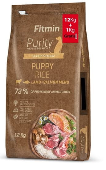 Fitmin dog Purity Rice Puppy Lamb & Salmon 12 kg + 1 kg