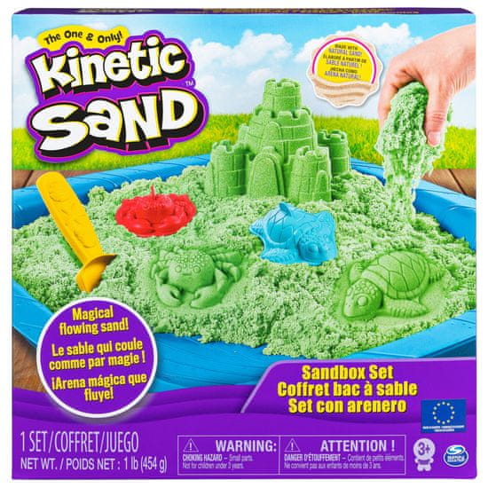 Kinetic Sand Box Sada náradia + 454g zelená
