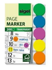 Sigel Záložky, transparentné s kolieskom, mix farieb, 5x40 útržkov, 50x12 mm, SIGEL