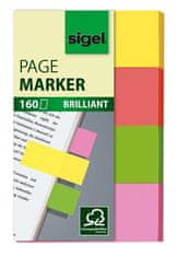 Sigel Samolepiace záložky "Multicolor", papierové, 4x40 lístkov, 15x50 mm, mix farieb, SIGEL