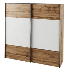 KONDELA Spálňový komplet (posteľ 180x200 cm), dub wotan / biela, GABRIELA NEW