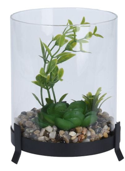 Koopman Dekoratívna umelá rastlina v sklenenej dóze, Ø 10 cm, dekor č. 2