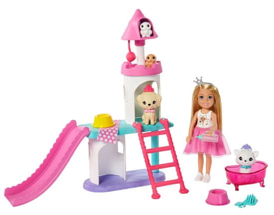 Mattel Barbie Princess Adventure Princezná Chelsea Herný set so šmýkačkou