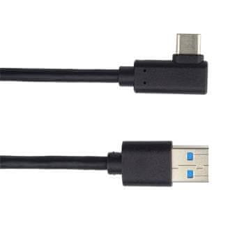 PremiumCord Kábel USB typ C/M zahnutý konektor 90° - USB 3.0 A/M, 1 m ku31cz1bk