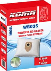 KOMA WB03S - Vrecká do vysávačov pre Rowenta Silence Extreme RO6441EA, textilné, 4ks